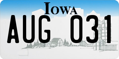 IA license plate AUG031