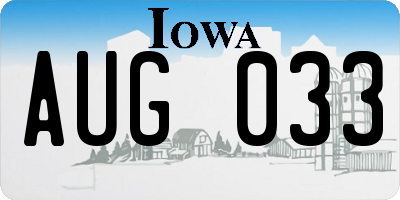 IA license plate AUG033