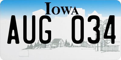 IA license plate AUG034