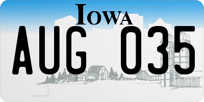 IA license plate AUG035