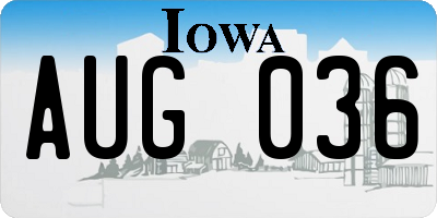IA license plate AUG036