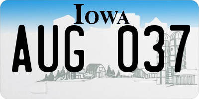 IA license plate AUG037