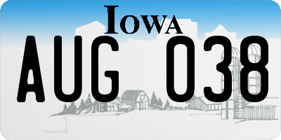 IA license plate AUG038