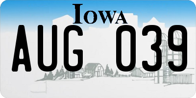 IA license plate AUG039