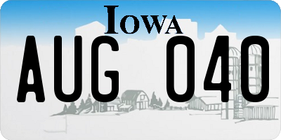 IA license plate AUG040