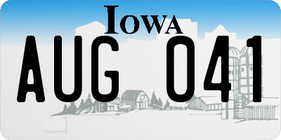 IA license plate AUG041
