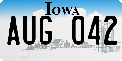 IA license plate AUG042