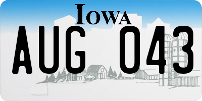IA license plate AUG043