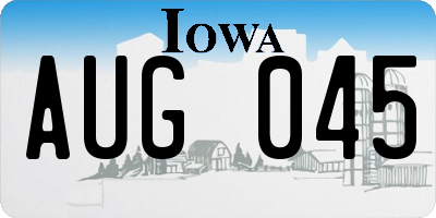 IA license plate AUG045