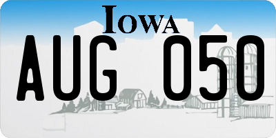 IA license plate AUG050