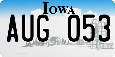 IA license plate AUG053