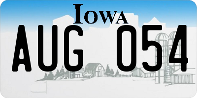 IA license plate AUG054