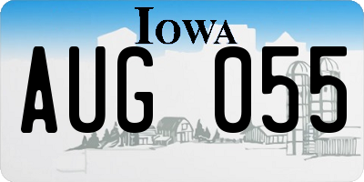 IA license plate AUG055