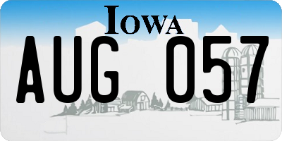 IA license plate AUG057