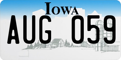 IA license plate AUG059