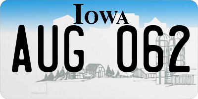 IA license plate AUG062
