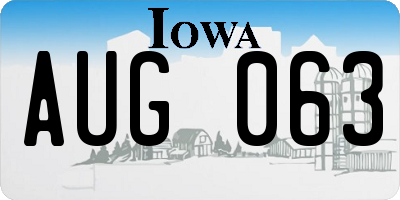 IA license plate AUG063