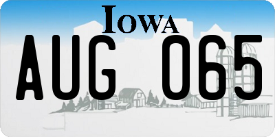 IA license plate AUG065