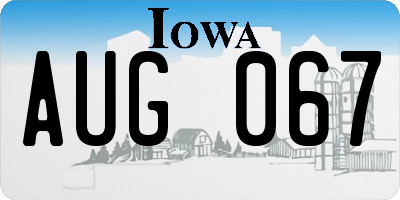 IA license plate AUG067