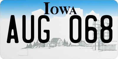 IA license plate AUG068