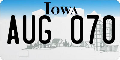 IA license plate AUG070