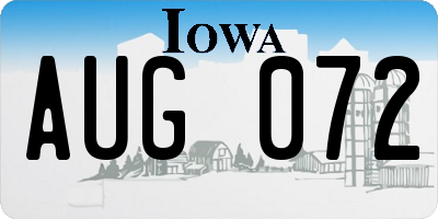 IA license plate AUG072