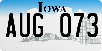 IA license plate AUG073