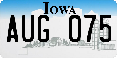 IA license plate AUG075