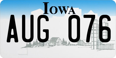 IA license plate AUG076