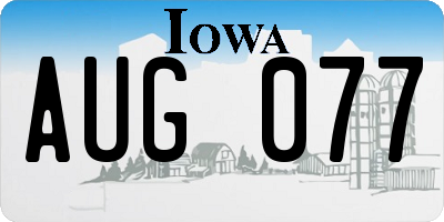 IA license plate AUG077