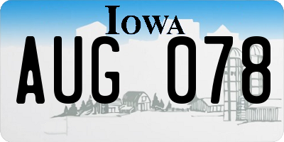IA license plate AUG078