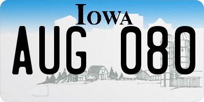 IA license plate AUG080