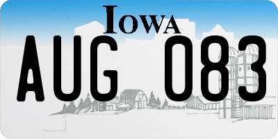 IA license plate AUG083