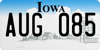 IA license plate AUG085
