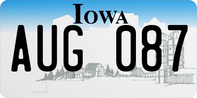 IA license plate AUG087