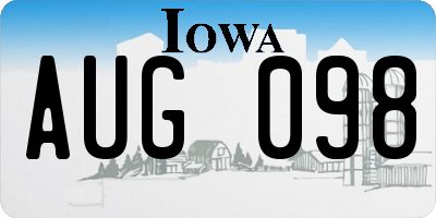 IA license plate AUG098