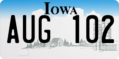 IA license plate AUG102