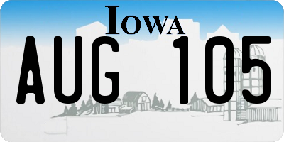 IA license plate AUG105