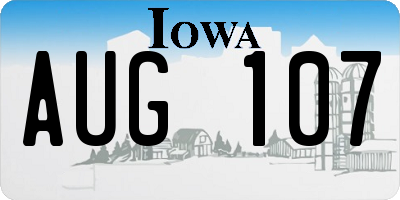 IA license plate AUG107