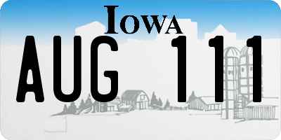 IA license plate AUG111