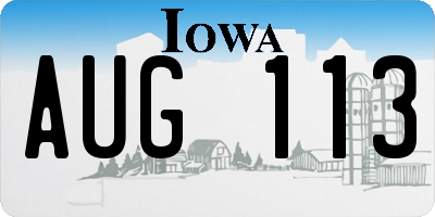 IA license plate AUG113