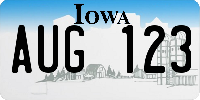 IA license plate AUG123