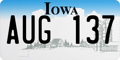 IA license plate AUG137