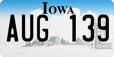 IA license plate AUG139