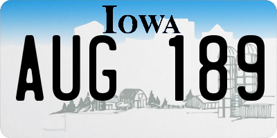 IA license plate AUG189