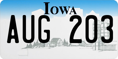 IA license plate AUG203