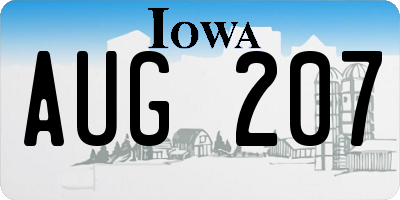 IA license plate AUG207