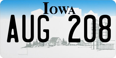 IA license plate AUG208