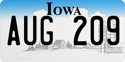 IA license plate AUG209