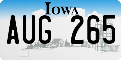 IA license plate AUG265